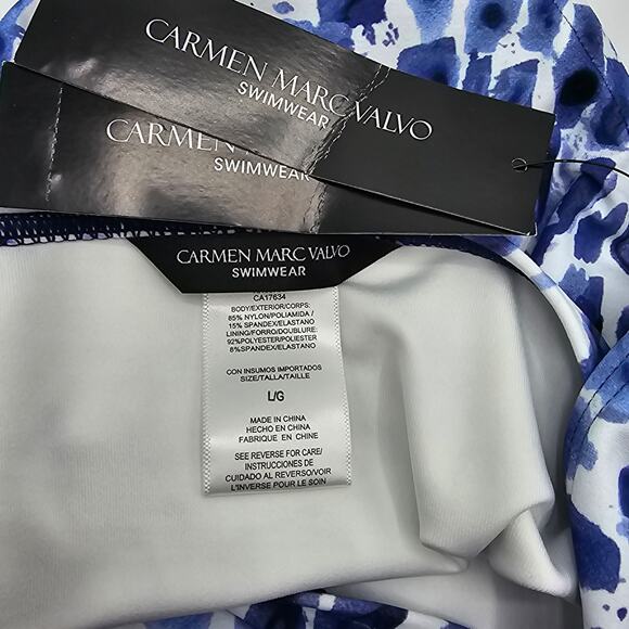 Carmen Marc Valvo Swimwear Womans size L Amalfi Coast Maritime Bikini Bottom NEW - Picture 6 of 8